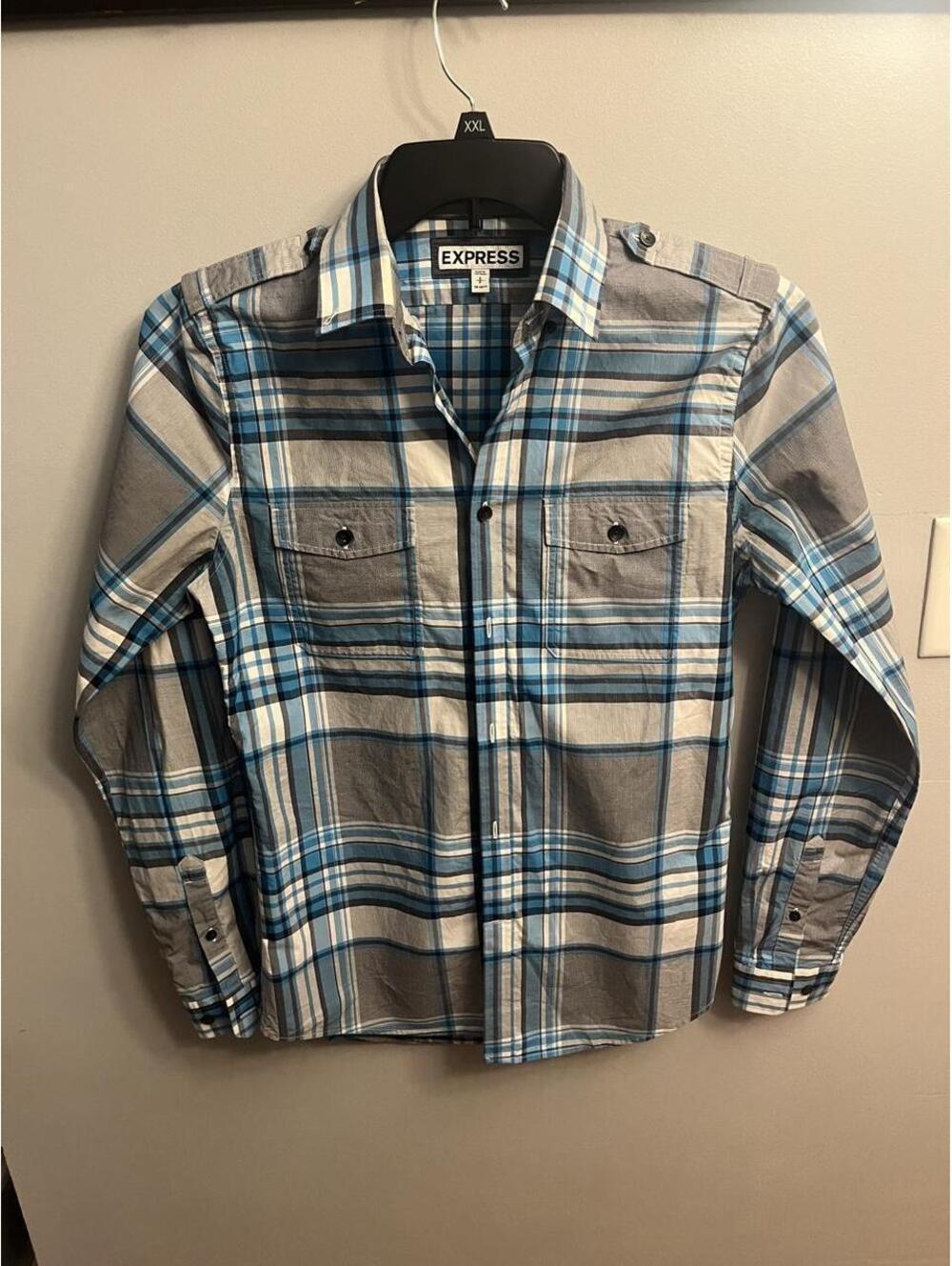 Express Men's Blue and Multi Shirt